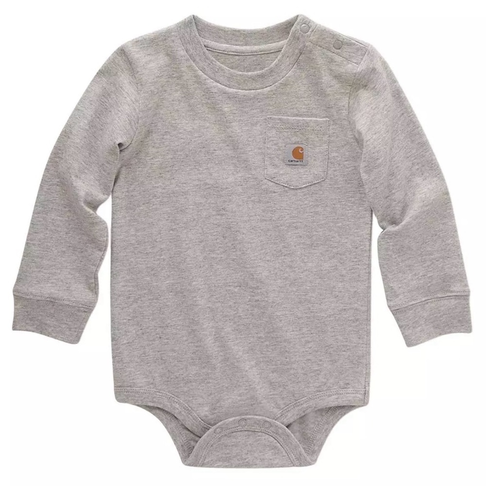 Carhartt | Heather Gray Long Sleeve Baby Bodysuit
